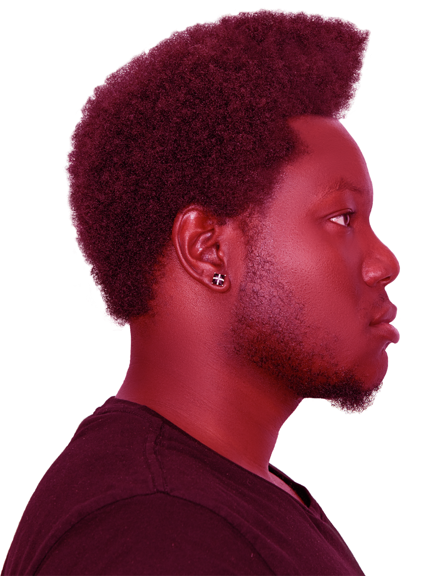 An image of Lawrence Perry colorized in pink